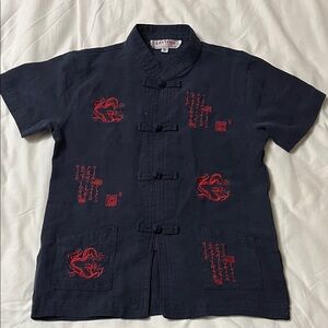 Chinese Inspired Black Shirt with Red Accents | Boys 10